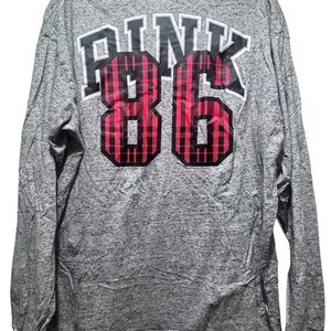 PINK Victoria's Secret Heather Gray LS Tee Size L